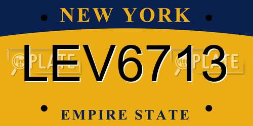 LEV6713 New York License Plate