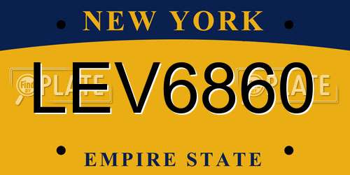 LEV6860 New York License Plate