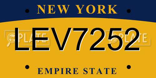 LEV7252 New York License Plate