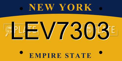 LEV7303 New York License Plate