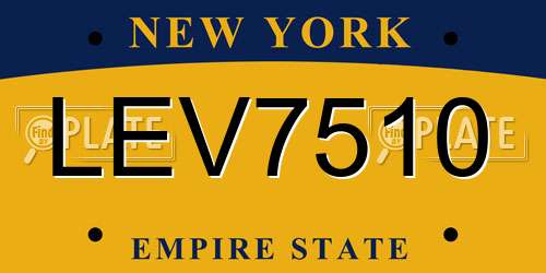 LEV7510 New York License Plate