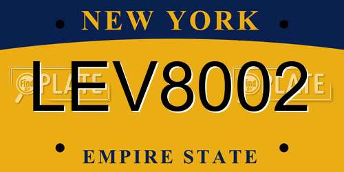 LEV8002 New York License Plate