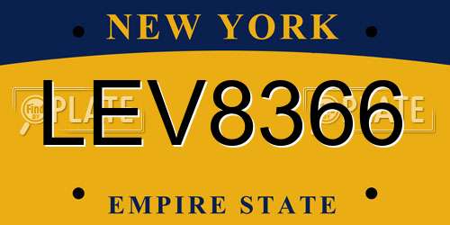 LEV8366 New York License Plate
