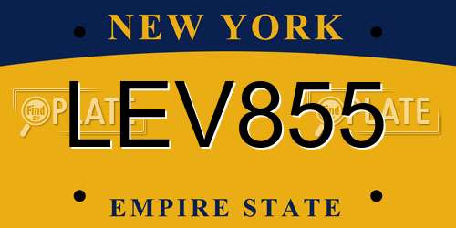 LEV855 New York License Plate