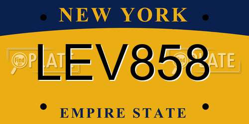 LEV858 New York License Plate