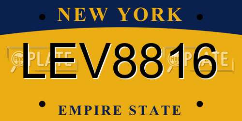 LEV8816 New York License Plate