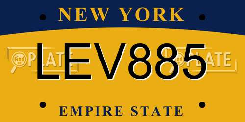 LEV885 New York License Plate