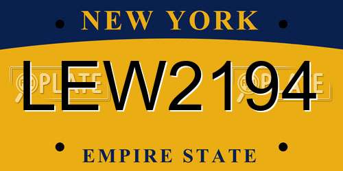LEW2194 New York License Plate