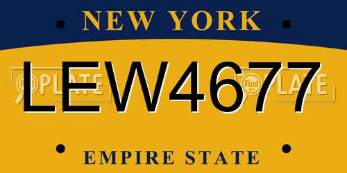 LEW4677 New York License Plate