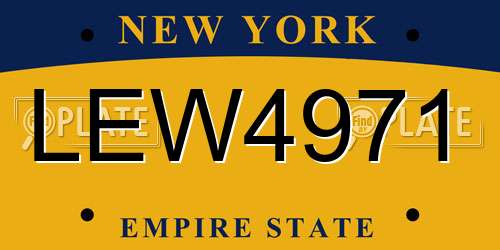 LEW4971 New York License Plate