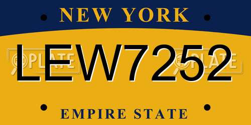 LEW7252 New York License Plate