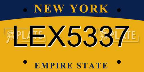 LEX5337 New York License Plate