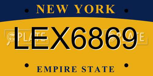 LEX6869 New York License Plate