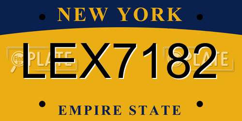 LEX7182 New York License Plate