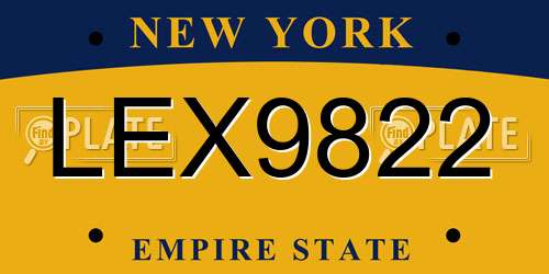 LEX9822 New York License Plate