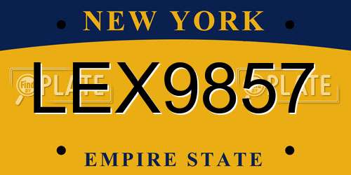 LEX9857 New York License Plate