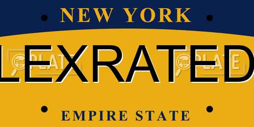 LEXRATED New York License Plate