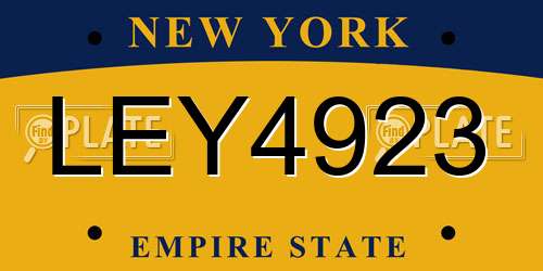 LEY4923 New York License Plate
