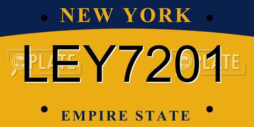 LEY7201 New York License Plate
