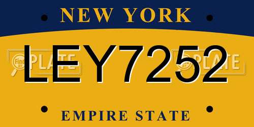 LEY7252 New York License Plate