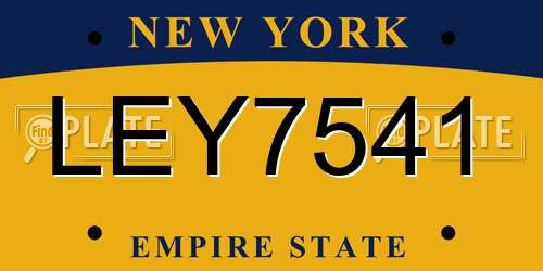 LEY7541 New York License Plate
