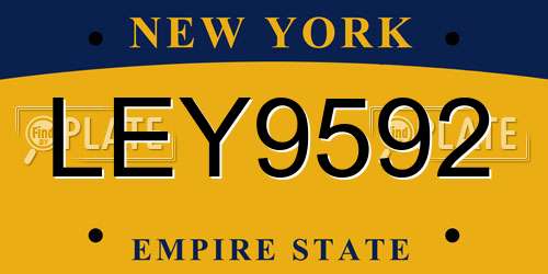 LEY9592 New York License Plate