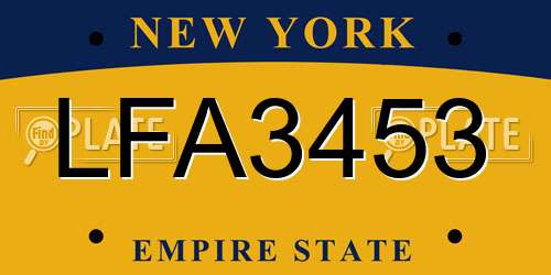 LFA3453 New York License Plate