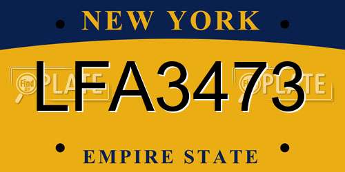 LFA3473 New York License Plate