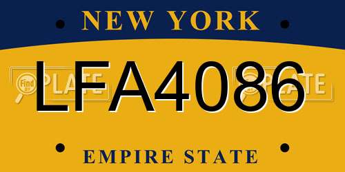 LFA4086 New York License Plate