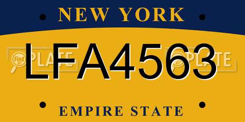 LFA4563 New York License Plate