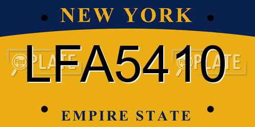 LFA5410 New York License Plate