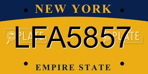LFA5857 New York License Plate
