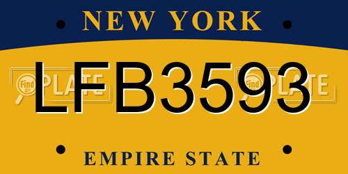 LFB3593 New York License Plate