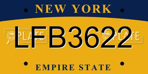 LFB3622 New York License Plate