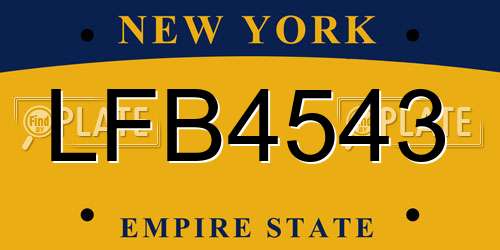 LFB4543 New York License Plate