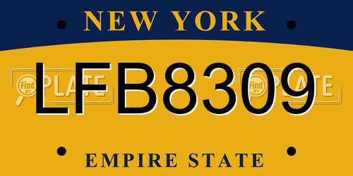 LFB8309 New York License Plate