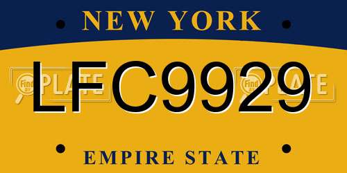 LFC9929 New York License Plate