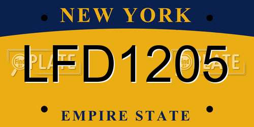 LFD1205 New York License Plate