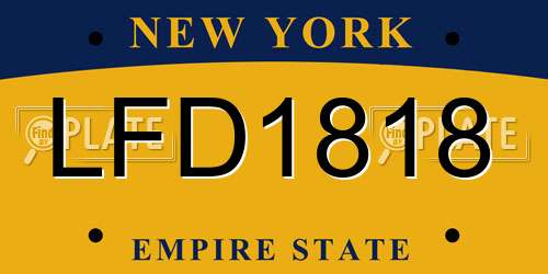 LFD1818 New York License Plate