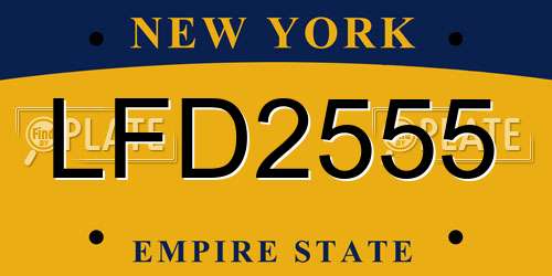 LFD2555 New York License Plate