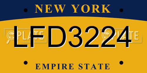 LFD3224 New York License Plate