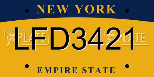 LFD3421 New York License Plate