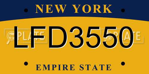 LFD3550 New York License Plate