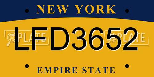 LFD3652 New York License Plate