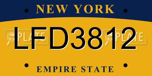 LFD3812 New York License Plate