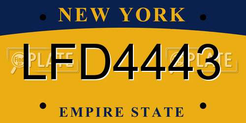 LFD4443 New York License Plate