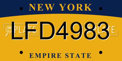 LFD4983 New York License Plate