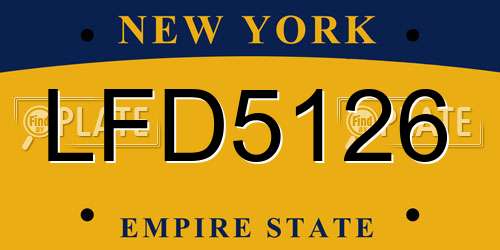 LFD5126 New York License Plate