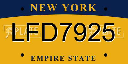 LFD7925 New York License Plate