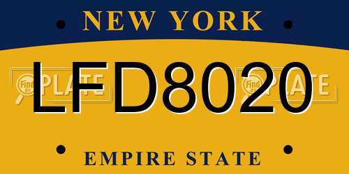 LFD8020 New York License Plate